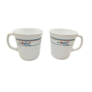 vintage corelle corning princeton set of 2 glass tea/coffee mugs. - Picture 1 of 4