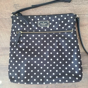 Bolso Mensajero Kate Spade Negro Lunares Bandolera Ajustable Cartera Fiesta Informal - Imagen 1 de 14