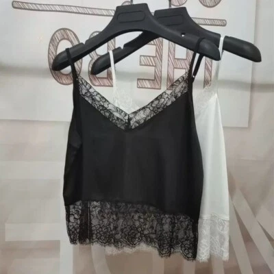 Lady Floral Lace Trim Cami Vest Spaghetti Strap Tank Top Summer Loose Sleeveless - Image 1 of 4