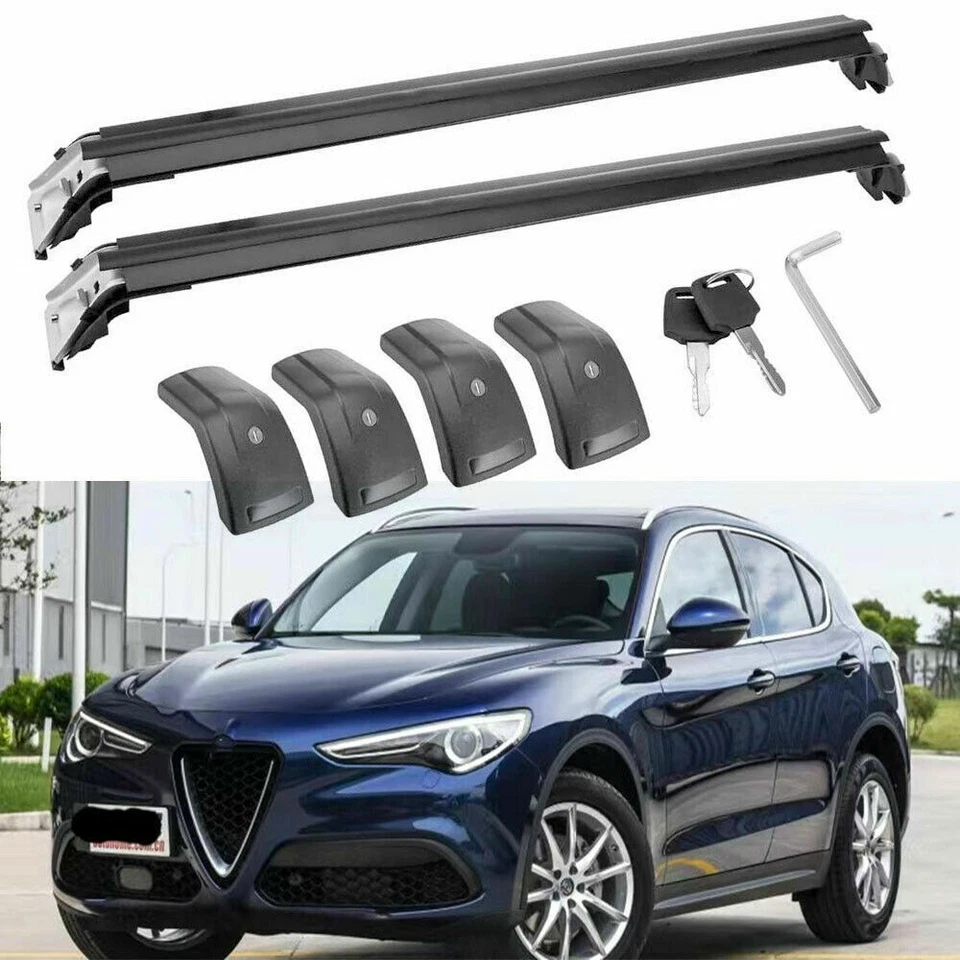 Barra transversal de techo bloqueable 2 piezas apta para Alfa-Romeo Stelvio 2017-2025  Foto 1 de 4