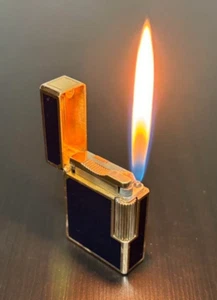 Accendino a gas S.T.Dupont Dupont Line 1 Navy Gold 都彭 senza scatola accensione confermata JP - Foto 1 di 8
