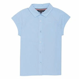 French Toast Girls' Short Sleeve Raglan Blouse, Light Blue, 5 - Picture 1 of 5