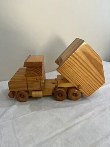 WOOD DUMP TRUCK Handmade Hand Crafted 13 1/2 " long 8” high - Picture 1 of 11