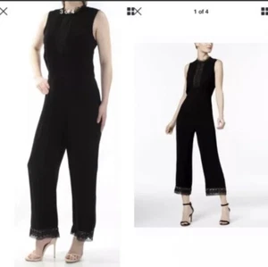 Yyigal Yigal Azrouel schwarz Hose Strampler Overall Spitze weite Beine ärmellos Gr. 2 - Bild 1 von 16