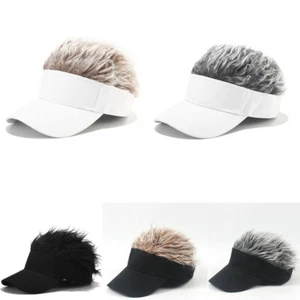 Men Women Wig Sun Visor Cap With Fake Hair Novelty Unisex Baseball Hat Gift US - Picture 1 of 15