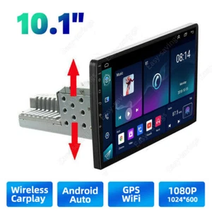 Single 1DIN 10.1'' Android 13 Touch Screen Car Stereo Radio Carplay GPS Wifi 64G - Picture 1 of 18