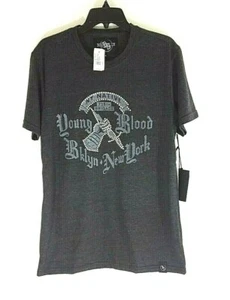 Brooklyn Standard T-Shirt Mens M Faded Black Young Blood Graphics Metal Studs  - Picture 1 of 10