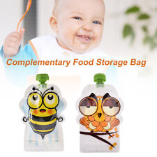 8pcs Reusable Baby Food Pouch 150ml Refillable Puree Pulp Storage Bag Random 