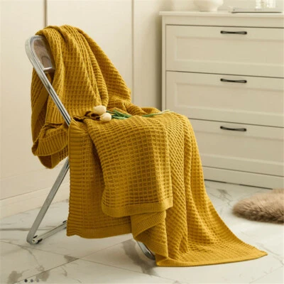 Large Throw Blanket Knitted Chunky Sofa Bed Office Couch Nap Blanket Soft Warm - Image 1 of 4