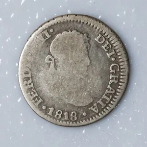 Peruvian Silver Coin: 1818 Lima Half Real - Fernando VII - Picture 1 of 2