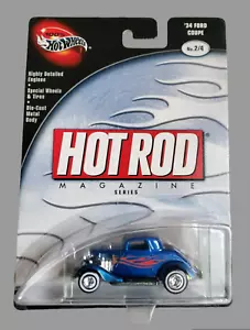 2003 Hot Wheels ‘34 FORD COUPE Blue 100% Preferred Hot Rod Magazine 2/4 1:64 MOC - Picture 1 of 16