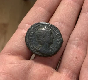 Antigua moneda romana JULIA MAMAEA Dupondio 228AD COLUMNA FELICITAS RIC677 14g - Imagen 1 de 2