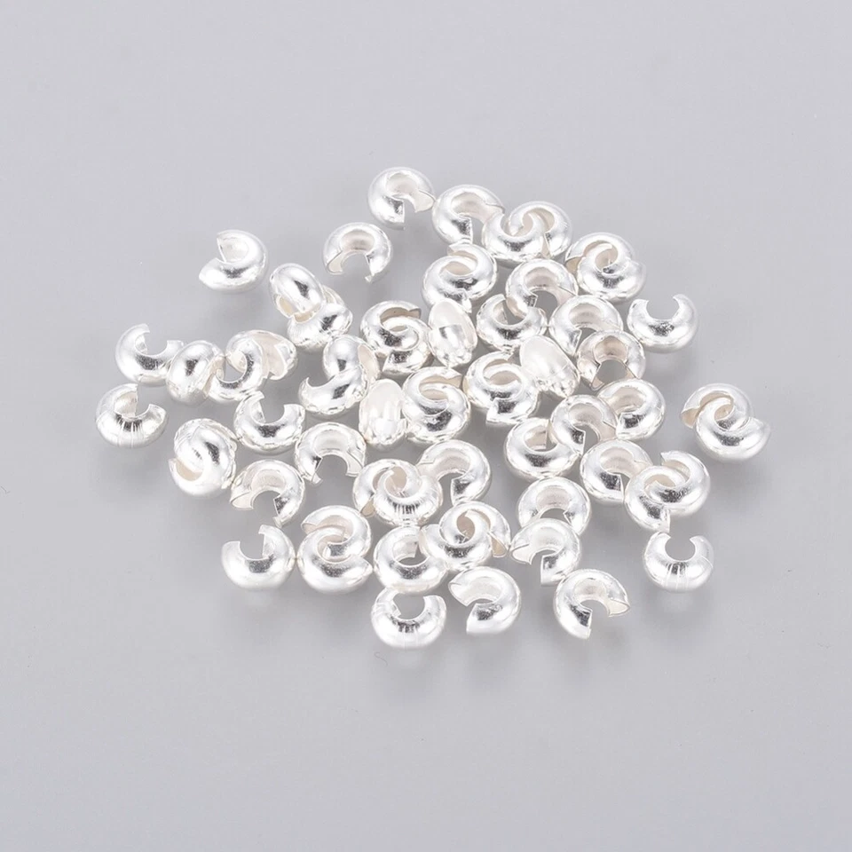 50pz copri schiaccini in ottone colore argento  4mm lead,nickel free - Immagine 1 di 1