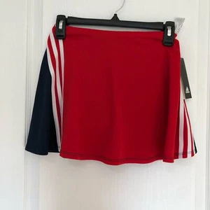 Adidas Girls Mini Tennis Skort Size Large Red Navy Elastic Waist Pull On NWT - Picture 1 of 9