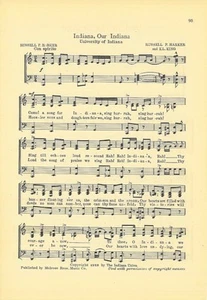 Canción UNIVERSITY OF INDIANA c1932 "Indiana, Our Indiana" Original - Imagen 1 de 1