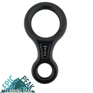 Epic Peak Large Figure 8 Belay Device Descender for Climbing w/ Free Decal Black - Picture 1 of 2