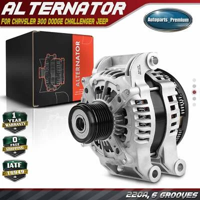Alternador para Chrysler 300 Dodge Challenger Jeep 220A 12V CW polea de 6 ranuras Foto 1 de 4
