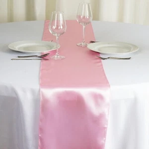 Pink Satin Table Runners, 30cm x 274cm, 12" x 108" - Picture 1 of 2