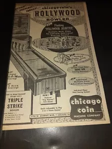 Chicago Coin Hollywood Bowler Rare Original 1955 Promo Poster Ad Framed! - Picture 1 of 1