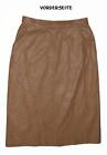 Good Knee Length Leather Skirt/Skirt From Smooth IN Beige Ochre Approx. Size
