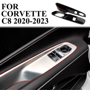 Glossy Black Window Lift Switch Panel Cover Trim Fit for Chevrolet Corvette C8 - Foto 1 di 6