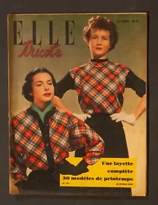 'ELLE' FRENCH VINTAGE MAGAZINE KNITWEAR ISSUE 28 FEBRUARY 1949 - Picture 1 of 3