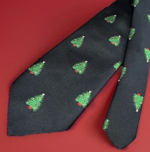 Corbata de jacquard de árbol de Navidad negra de colección Robert Talbott para Arnold Craven para hombre - Imagen 1 de 8