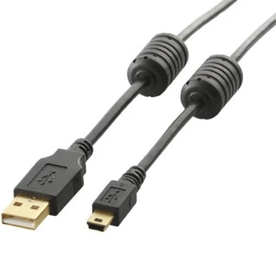 ELECOM USB cable black U2C-MF20BK 2.0 A-miniB ferrite core 2m JAPAN F/S w/Track# - Image 1 of 3