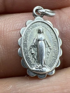 Vintage Sterling Silver Saint Mary Medal Pendant - Picture 1 of 4