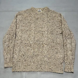 VTG 70/80s Woolrich Sweater Men Beige Oatmeal Cable Knit Fisherman Grandpa-M2419 - Picture 1 of 8