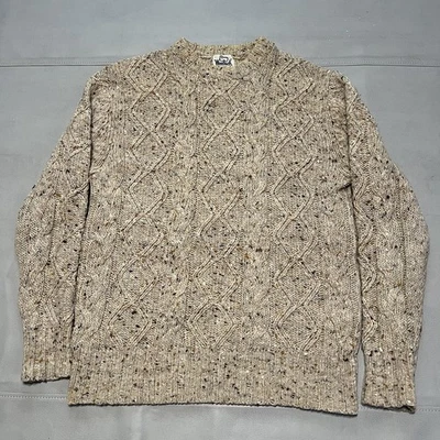 VTG 70/80s Woolrich Sweater Men Beige Oatmeal Cable Knit Fisherman Grandpa-M2419 - Image 1 of 4