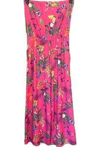 Kaleidoscope Size 12 14 Pink Butterfly Bandeau 24in Wide Leg JUMPSUIT Summer - Picture 1 of 3