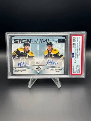 2023 SP Authentic Marchand/Burgeron Dual On Card Dual 25/25 PSA 10 Pop 1 Bruins - Image 1 of 2