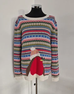 Boden Robin Jumper Sz XL Striped Fair Isle Sweater Christmas Wool Blend READ - Picture 1 of 9