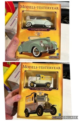 Lot Of 2 Matchbox Models Of Yesteryear 1936 Lincoln Zephyr & 1912 Ford Model T  - Image 1 of 4