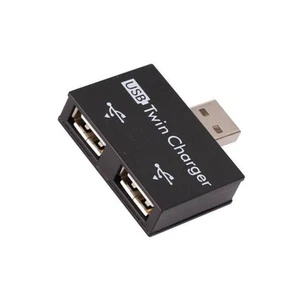 USB Male to Twin Charger Dual 2 Port USB Charging Splitter Hub Adapter Converter - Picture 1 of 8