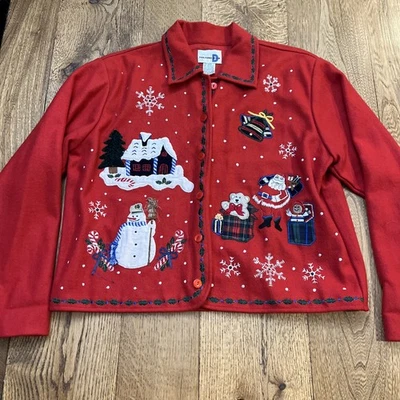 Vintage Paul Harris Designs Christmas Sweater Red Wool Embroidered, Women’s M - Image 1 of 4