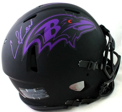 Casco Auténtico Ed Reed Firmado Ravens F/S Eclipse Speed - Beckett con Auténtico *Púrpura Foto 1 de 2