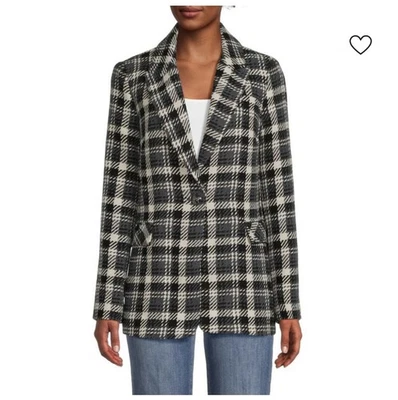 Blazer de mujer Elie Tahari clásico de lana blanco y negro traje a cuadros chaqueta mediana Foto 1 de 4