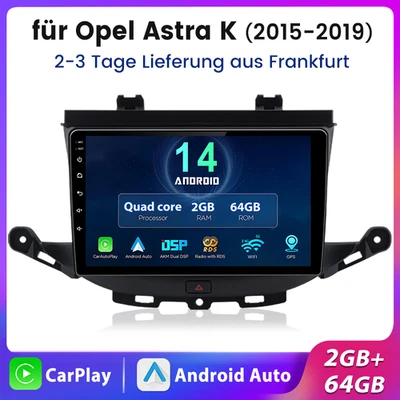 für Opel Astra K 2015-2019 Autoradio Navigation GPS BT WIFI 2+64G Android 14 - Bild 1 von 4