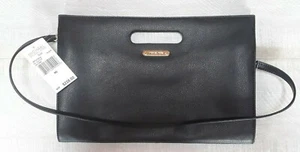 NWT MICHAEL KORS TILDA BLACK XL CLUTCH LEATHER HANDBAG MSRP 228.00 - Picture 1 of 3