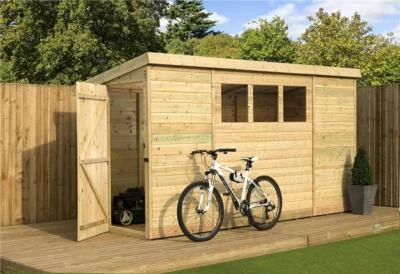 EMS RETAIL Empire 2600 Pent Garden Shed Wooden 9X3 9ft x 3ft SHIPLAP TONGUE & GROOVE PRESSU