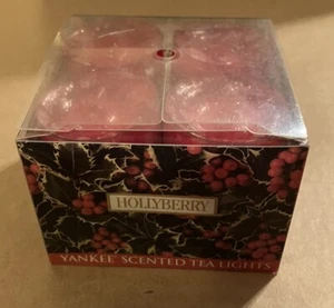 New Old Stock NOS Yankee Candle Hollyberry Scented Tea Light Candles 12 Pack - Picture 1 of 4