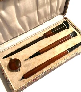 VINTAGE AMBER BAKELIT FOUNTAIN PEN SET - Picture 1 of 13
