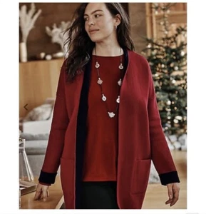 J Jill Longline-Cardigan wendbar rot schwarz vorne offene Taschen Pullover 3X neu - Bild 1 von 9