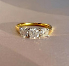 Natural Moissanite Ring 10k Solid Gold Ring Three Stones Wedding Ring