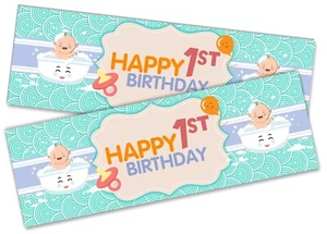 x2 Happy 1st Birthday Banners Baby Design Children Party Decoration kids 4 - Picture 1 of 5