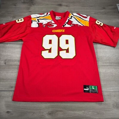 Camiseta retro de colección Y2K Kansas City Chiefs Puma #99 roja de gran tamaño Foto 1 de 4
