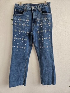 Lucky Brand Lolita Crop Straight High Rise geometrische Stickerei Jeans Gr. 6/28! - Bild 1 von 7