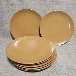 Vintage Texas Ware Melmac Set 8 Dessert Plates G4 Brown - Picture 1 of 4
